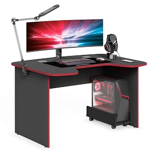 Игровой компьютерный стол SKILLL STG 1385.1, антрацит/красный, 1360х850х750 мм